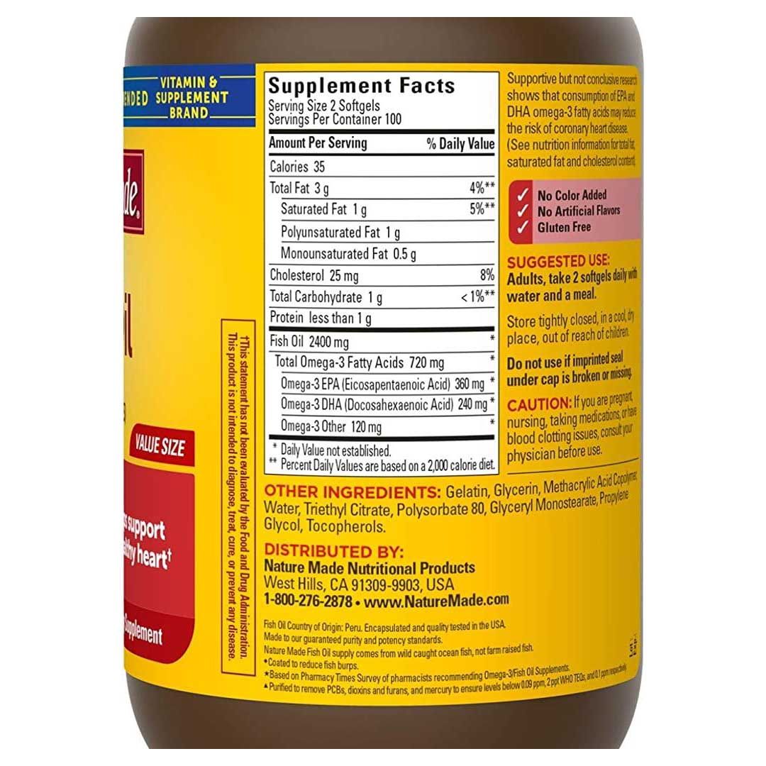 Nature Made 1200mg Fish Oil 200 Softgels Vitamin Nepal