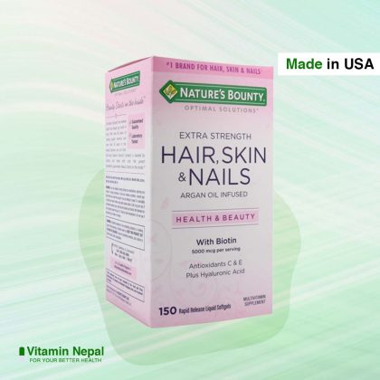 Hair, Skin and Nails Supplement with Biotin & Hyaluronic Acid - 150 Softgels