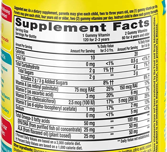 Lil Critters Omega-3 supplement facts