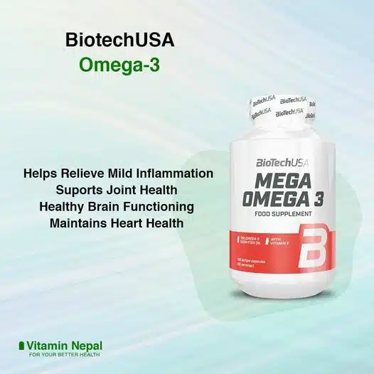 BioTechUSA Mega Omega-3 Supplement - 180 Softgels