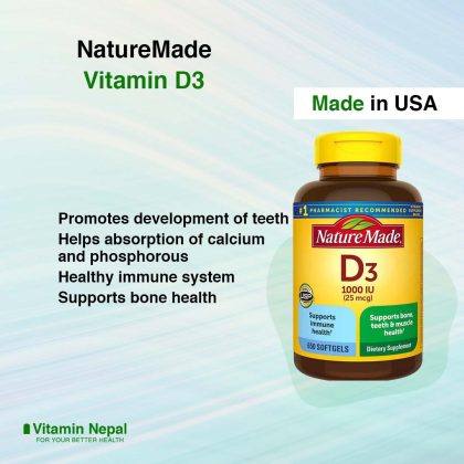 NatureMade Vitamin D3 Supplement 1000IU (25mcg) - 650 Softgels