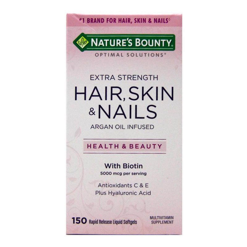 Nature's Bounty Hair, Skin, Nails with Biotin + Hyaluronic Acid - 150 Softgels