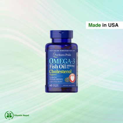 Puritan's Pride Omega-3 Fish Oil + Cholesterol support, 60 softgels