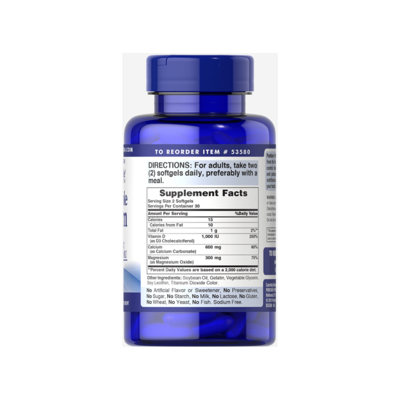 Puritians Pride Absorbable Calcium Magnesium back image