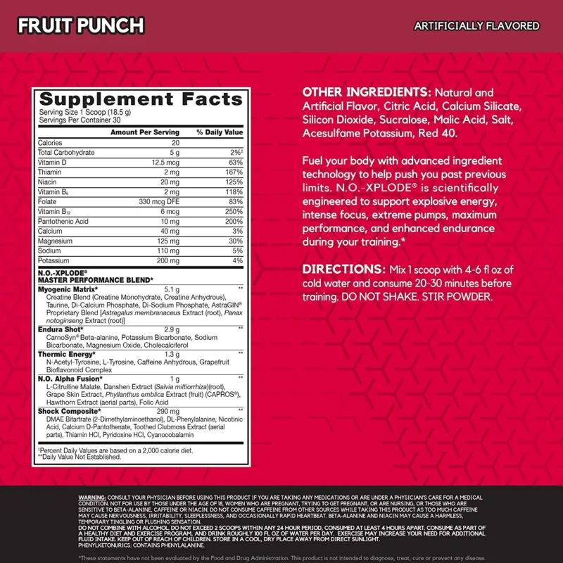 fruit punch supp facts by bsn