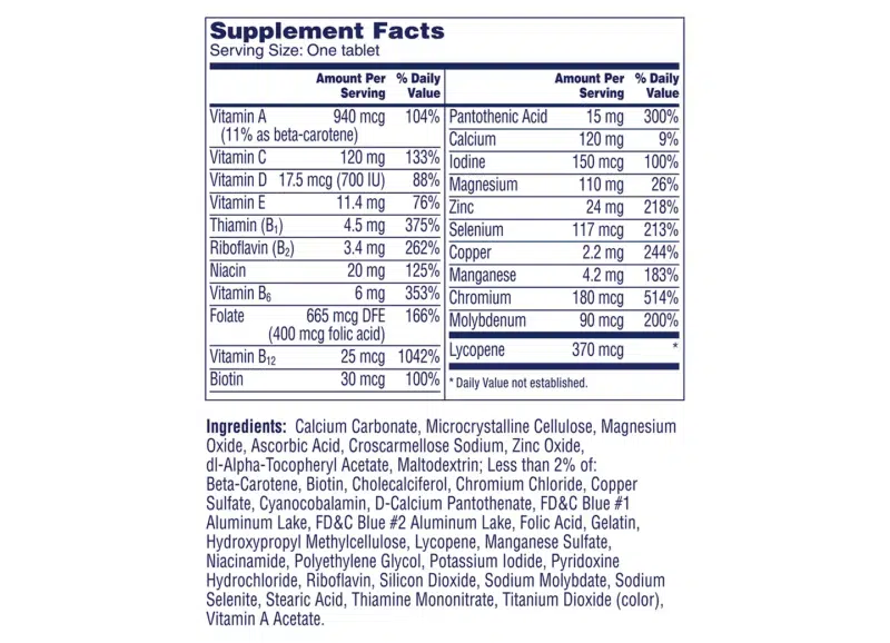 OAD mens multivitamin Supplements facts