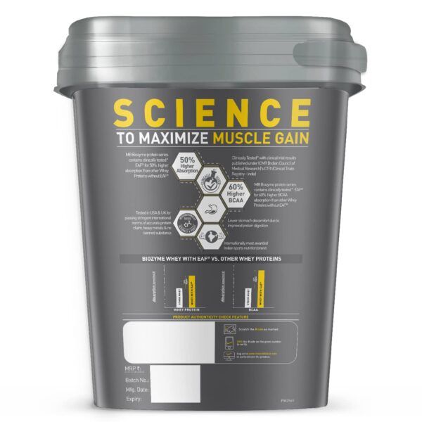 MuscleBlaze Biozyme Performance Whey Protein 4kg Chocolate Flavor back