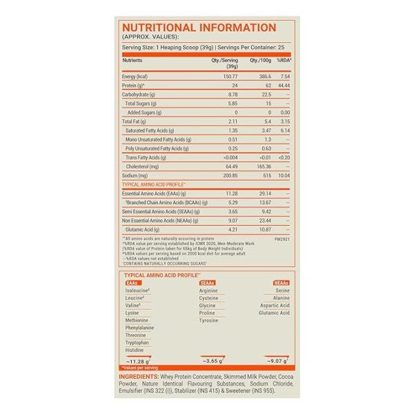 MuscleBlaze Fuel One Whey Protein Powder 1kg Chocolate Flavor NF