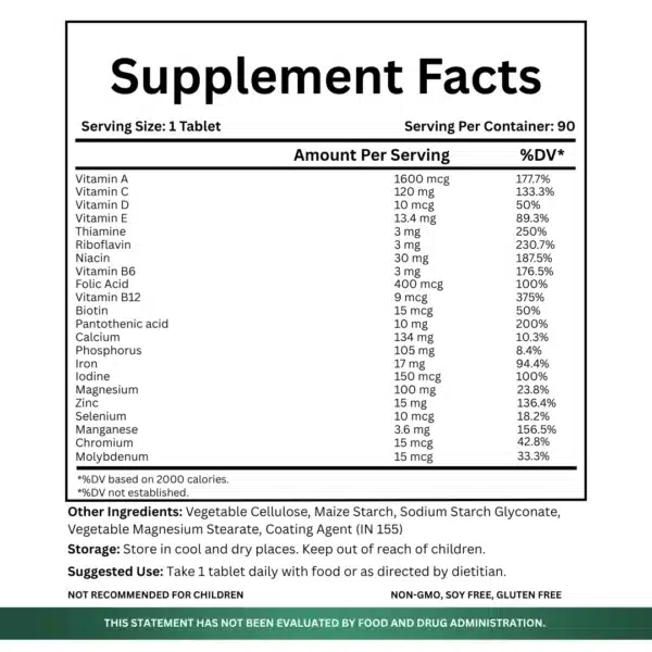 Naptocare One A Day Multivitamin 90 Tablets Facts