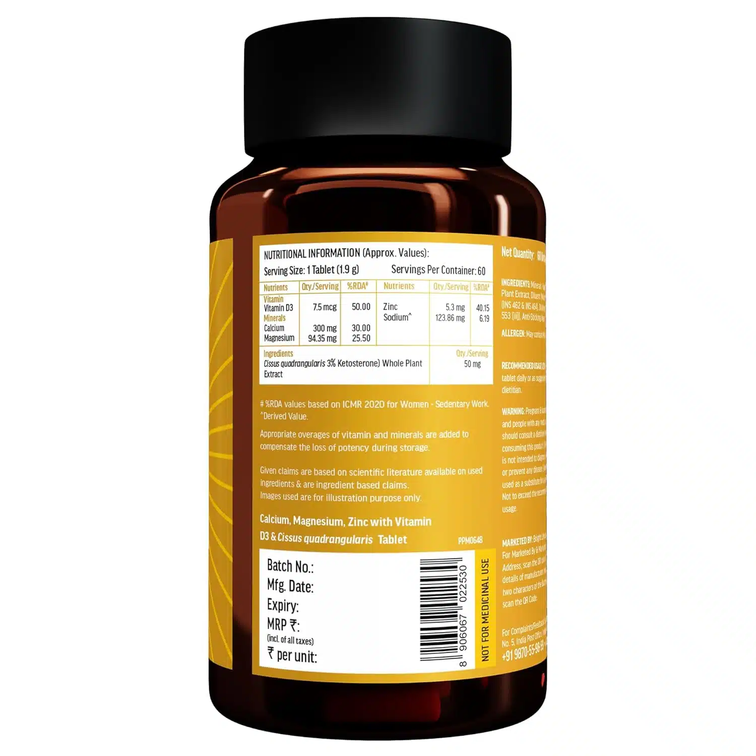 HK vitals Calcium Magnesium & Zinc - 60 tablets - Image 2