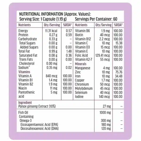 HK Vitals Multivitamin Plus Omega-3 - 60 Capsules - Image 2