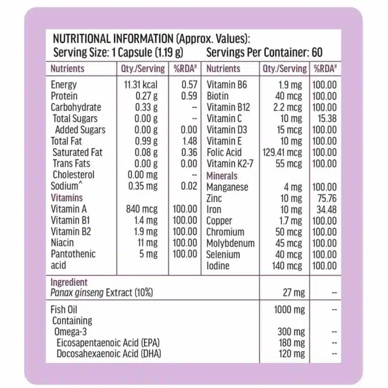 HK Vitals Multivitamin Plus Omega-3 (60 Capsules) - Image 2
