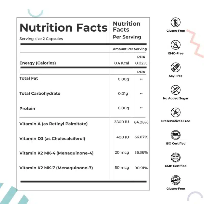 Health Spell Vita ADK Nutrition information
