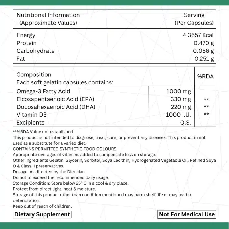 Naptcare Omega-3 Fish Oil Nutritional Information